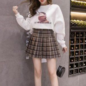 Pleated Plaid Retro A Line Skirt / Dark Academia Clothing